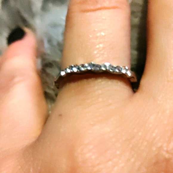 Two tone 925 silver/Rose Gold white sapphire ring - Picture 2 of 8